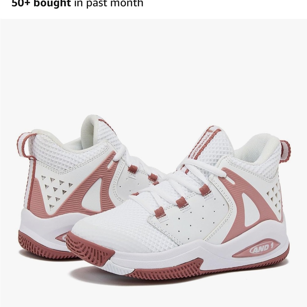 AND1 Kids' White and Pink Basketball Shoes